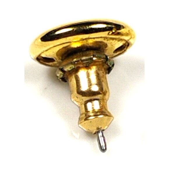 Vintage Gold Tone Stud Earrings Oval Button Pierced Classic Minimalist Retro - Picture 4 of 4